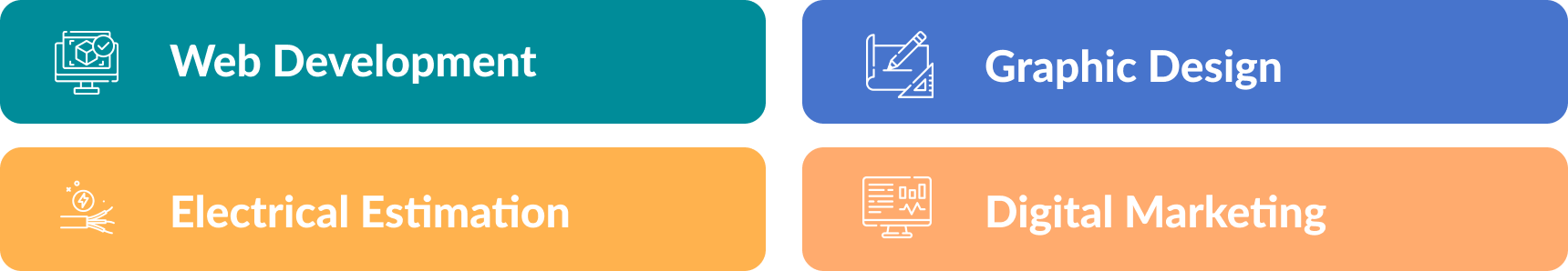 LantroTech Web Development, Graphic Design, Electrical Estimation, and Digital Marketing icons.
