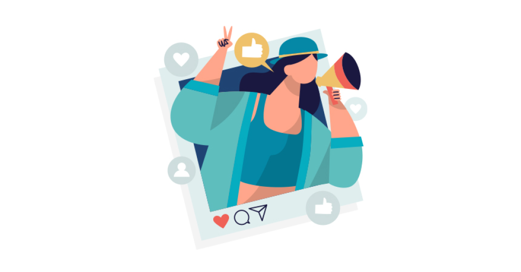 Illustration of social media girl.