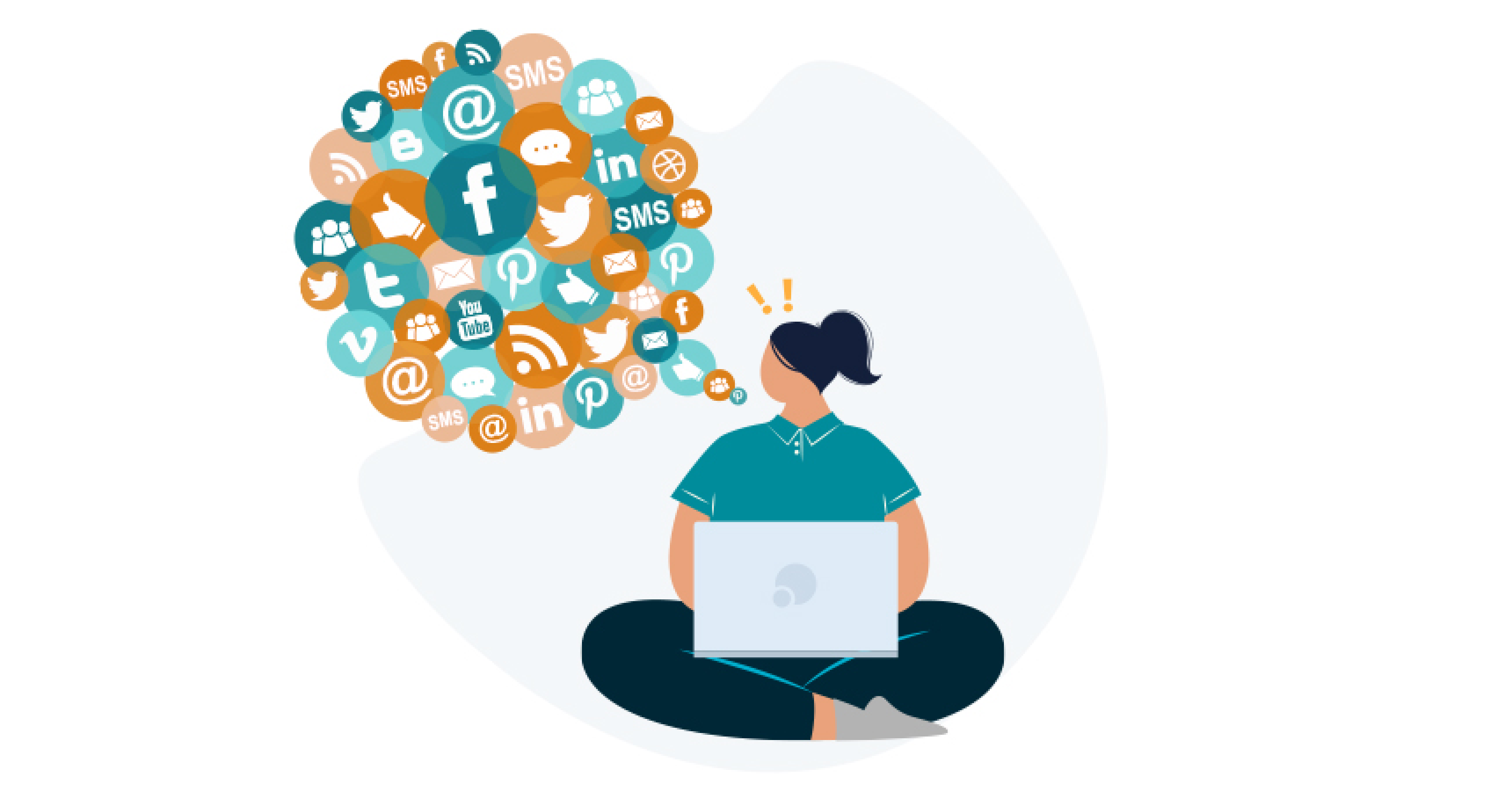 Illustration of a girl using social media.