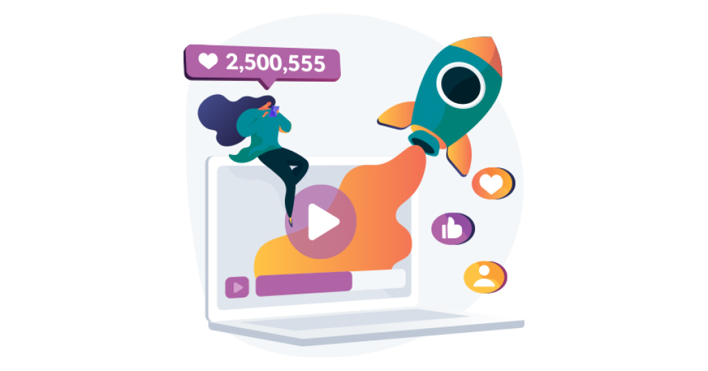 Illustration of a girl engaging followers.