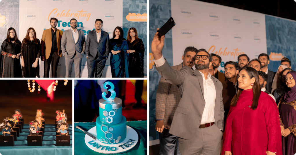 A collage of team LantroTech's 3rd Anniversary Dinner celebrations.
