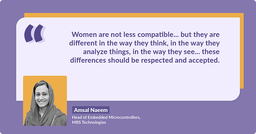 Amsal Naeem, LantroTech's webinar guest speaker sharing her insights about women's compatibility in tech roles.