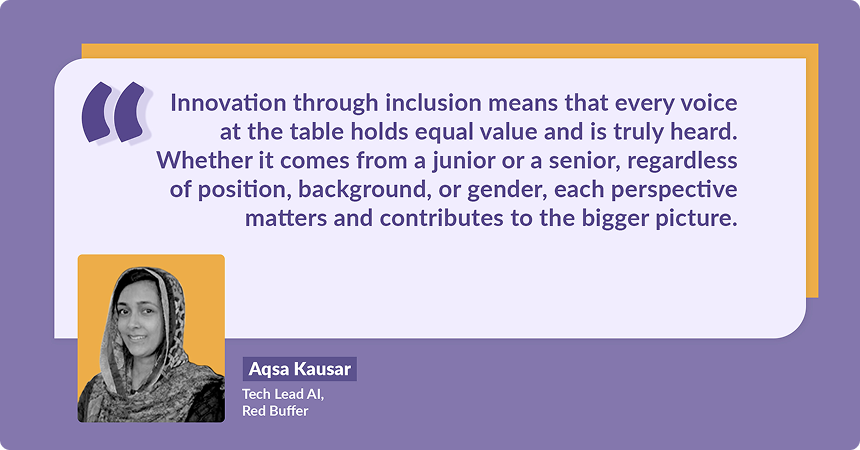 Aqsa Kausar, LantroTech's webinar guest speaker sharing her insights on innovation through inclusion in AI.