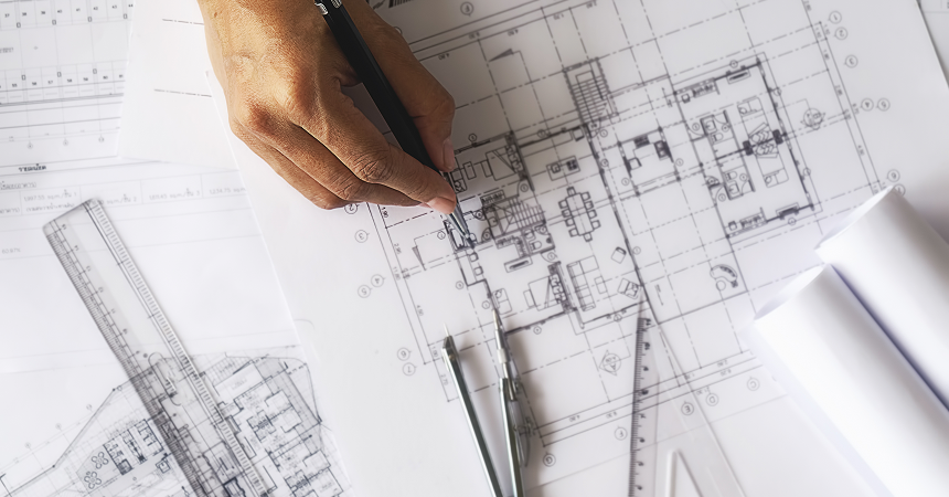 Close-up of a LantroTech contractor drafting a precise electrical shop drawing based on confirmed manufacturer data.