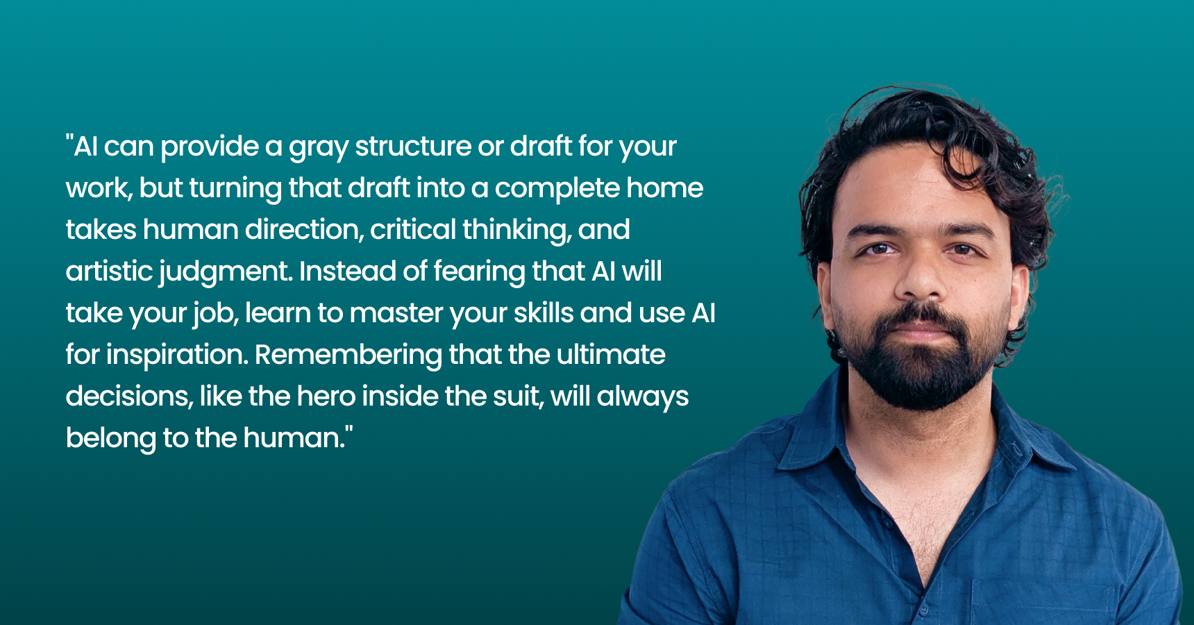 Hamza Mushtaq, Multimedia Designer at LantroTech, discussing human creativity and AI collaboration.